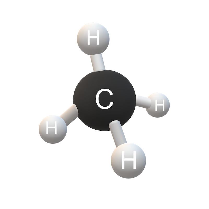 Figure 2: Methane: a carbon atom bonded to 4 hydrogen atoms.